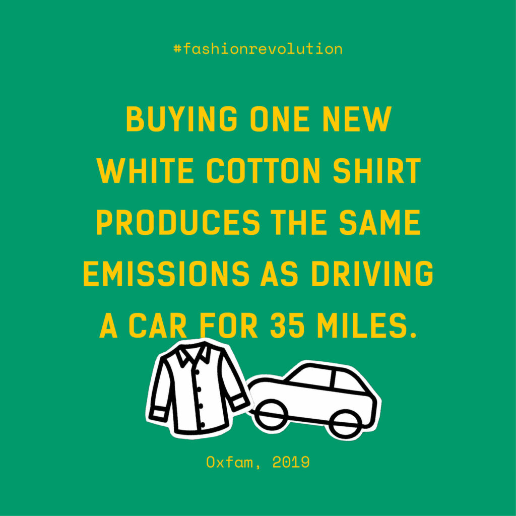 Buying one new white cotton shirt produces the same emissions as driving a car for 35 miles